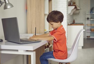 Dreng sidder ved computer